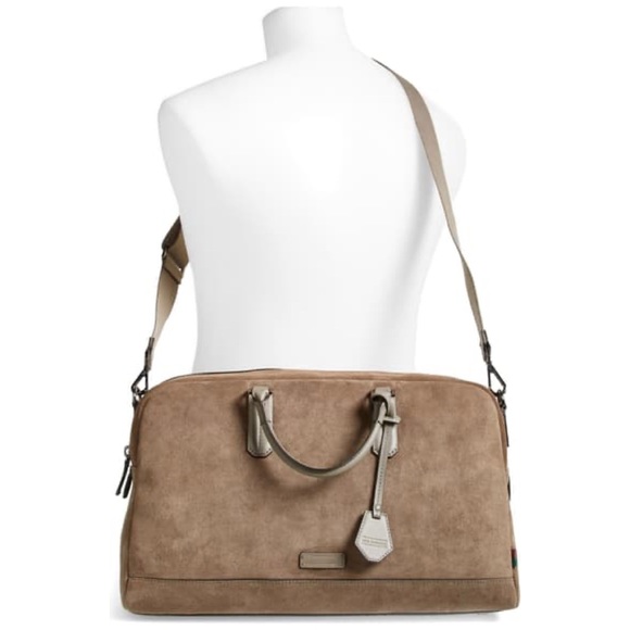 suede duffle bag
